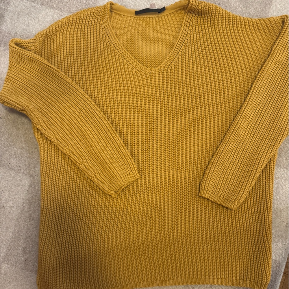 Jenni Kayne Mustard Ribbed Knit Sweater